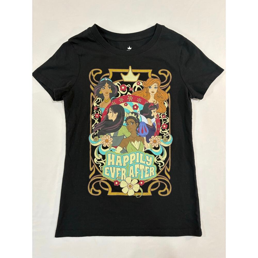 Disney Princess Happily Ever After Black Tee Shirt Size Small